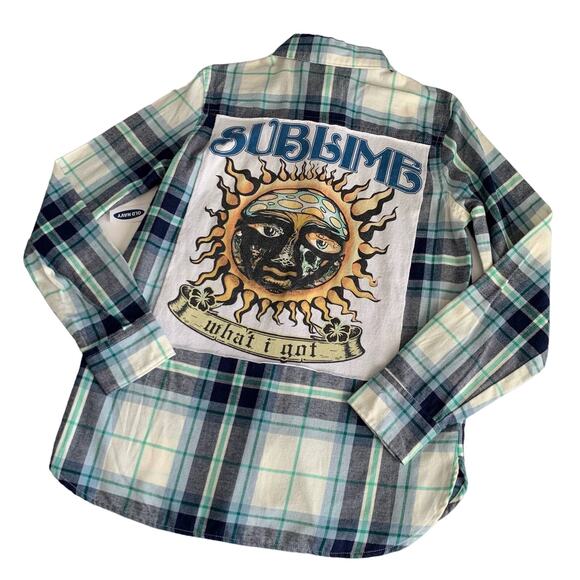 Via Penny Lane Tops - Via Penny Lane Reworked Apparel | Sublime Custom Button Down Flannel Shirt Small